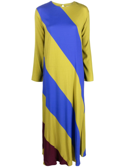 Paula Diagonal Stripe-pattern Maxi Dress In Blue