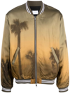 BLUE SKY INN PALM TREE-PRINT BOMBER JACKET