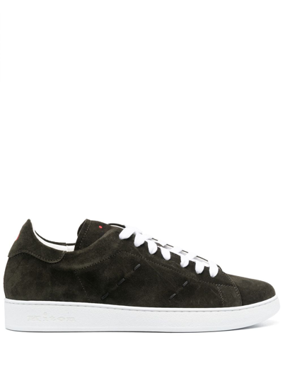 Kiton Low-top Suede Sneakers In Green