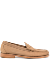 G.h. Bass & Co. Beige Weejuns Heritage Suede Penny Loafers In Brown