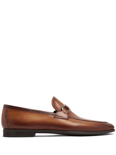 Magnanni Leather Buckle Loafers In Tan