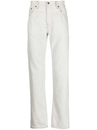 Nudie Jeans Mid-rise Straight-leg Jeans In White