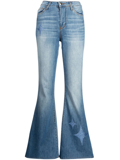 Madison.maison Star-print High-rise Flared Jeans In Blue