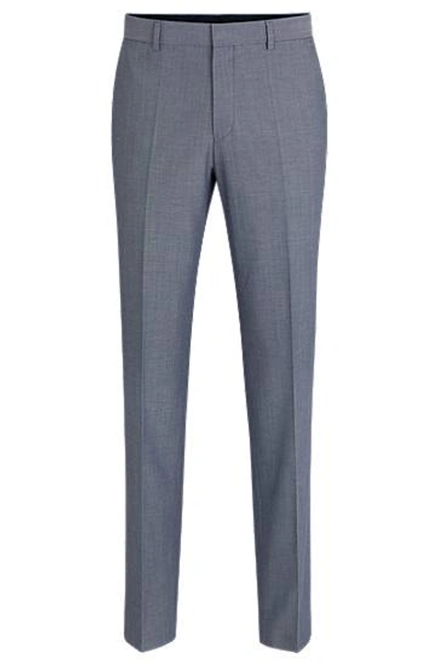 Hugo Boss Regular-fit Trousers In Micro-patterned Stretch Cloth In Blue
