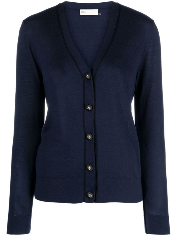 Tory Burch cotton-linen fine knit cardigan - Neutrals