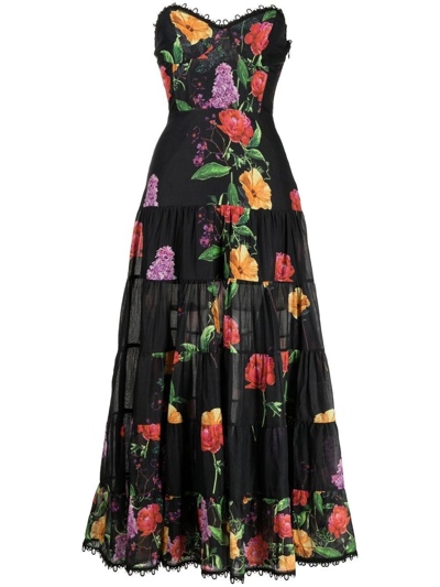 Charo Ruiz Floral Maxi Dress In Nero