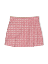 Gucci Kids' Monogram-pattern High-rise Cotton-blend Mini Skirt In Pink