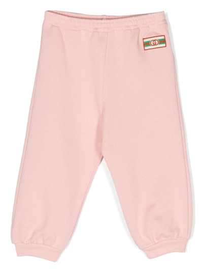 Gucci Babies' 标贴棉运动裤 In Pink