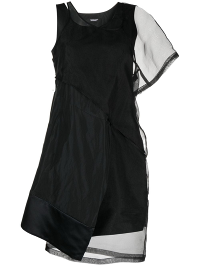 Undercover Asymmetric Layered Single-sleeve Minidress In Black