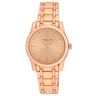 Pre-owned London Fog 40mm Camden Link Bracelet Watch (lf024) In Rose Gold