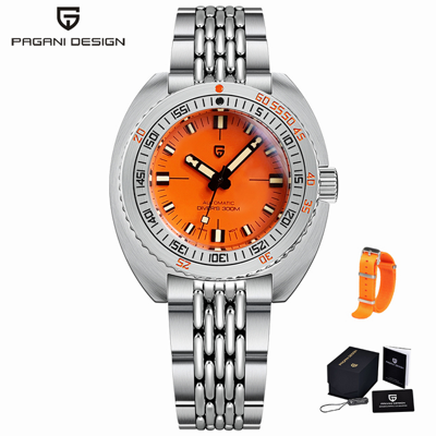 Pre-owned Pagani Design Pd-1719 Men Divers Automatic Mechanical Watches Nh38 Sapphire 300m In Orange