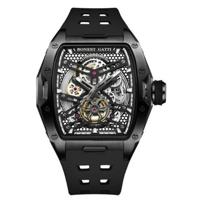 Pre-owned Gatti Sapphire Watch Skeleton Auto Mechanical Luminous German Office Wristwatch In Black+black
