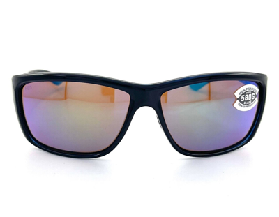 Pre-owned Costa Del Mar Kiwa Sunglasses Shiny Black/green Mirror 580glass