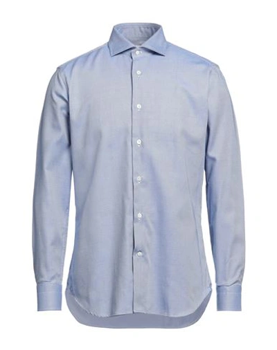 Guglielminotti Man Shirt Blue Size 16 Cotton