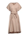 Peserico Woman Midi Dress Beige Size 10 Cotton, Elastane