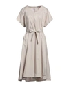 Peserico Woman Midi Dress Light Grey Size 12 Cotton, Elastane