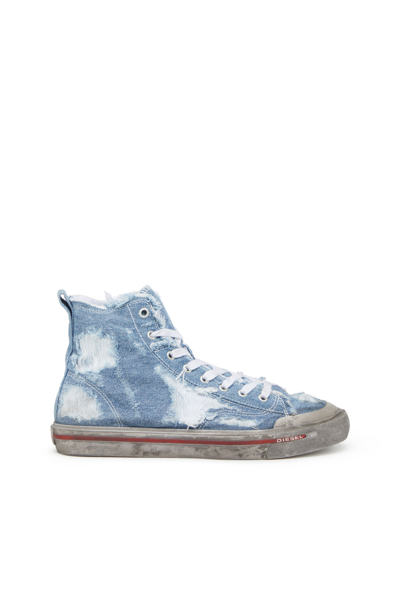 Diesel Distressed-effect Denim Sneakers In Blue