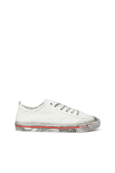 Diesel Distressed Denim Low-top Sneakers In White