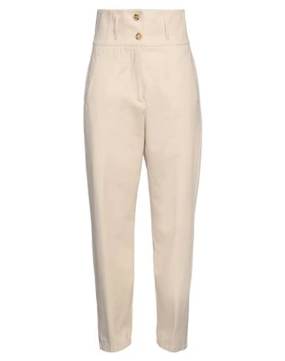 Momoní Woman Pants Cream Size 10 Cotton In White