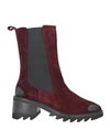 PAOLA D'ARCANO PAOLA D'ARCANO WOMAN ANKLE BOOTS BURGUNDY SIZE 8 SOFT LEATHER