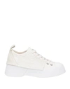 Jw Anderson Woman Sneakers Ivory Size 9 Soft Leather, Textile Fibers In White