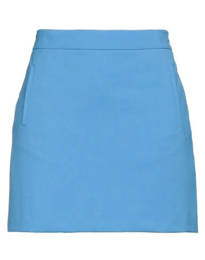 Mauro Grifoni Woman Mini Skirt Azure Size 4 Polyester, Virgin Wool, Elastane In Blue
