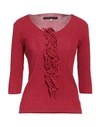 Terre Alte Woman Sweater Brick Red Size 8 Supima Cotton