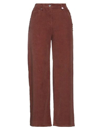 I Love Mp Woman Pants Brown Size 26 Cotton, Elastane