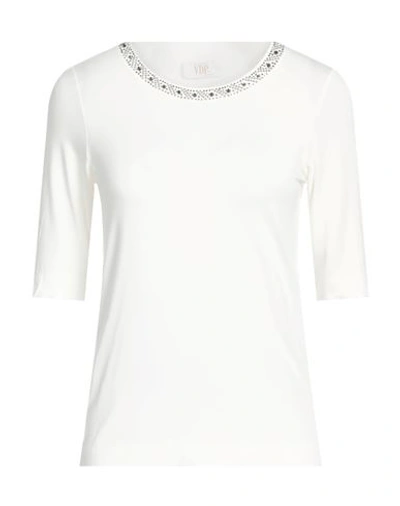 Vdp Collection Woman T-shirt Off White Size 10 Viscose, Elastane