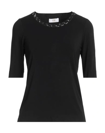 Vdp Collection Woman T-shirt Black Size 2 Viscose, Elastane