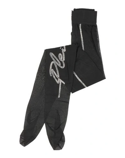 Philipp Plein Woman Socks & Hosiery Black Size 4 Nylon, Elastane, Glass