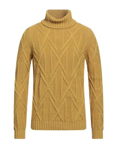 Alpha Studio Man Turtleneck Mustard Size 42 Merino Wool In Yellow