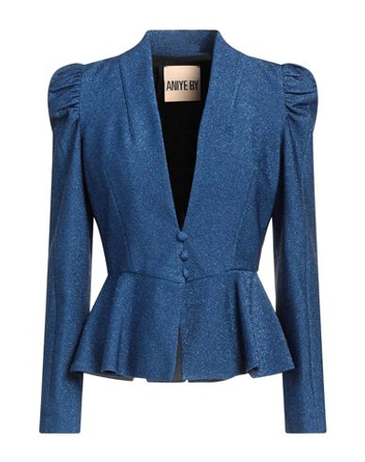 Aniye By Woman Blazer Blue Size 4 Viscose, Polyester, Polyamide, Elastane