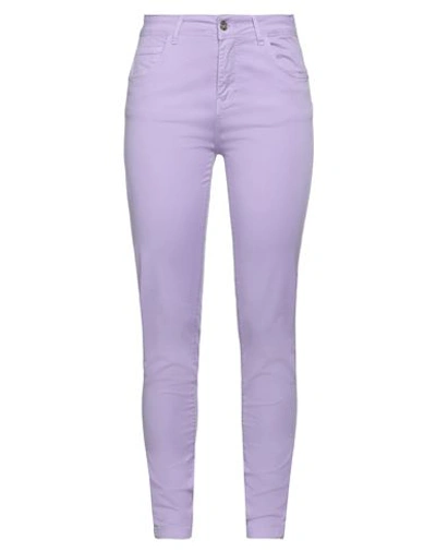 Kocca Woman Pants Lilac Size 32 Cotton, Elastane In Purple