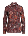Caliban Woman Shirt Burgundy Size 2 Cotton, Elastane In Red