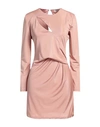 Vicolo Woman Mini Dress Antique Rose Size L Polyester, Elastane In Pink