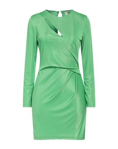 Vicolo Woman Mini Dress Green Size M Polyester, Elastane