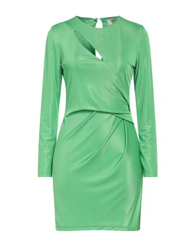 Vicolo Woman Mini Dress Green Size S Polyester, Elastane