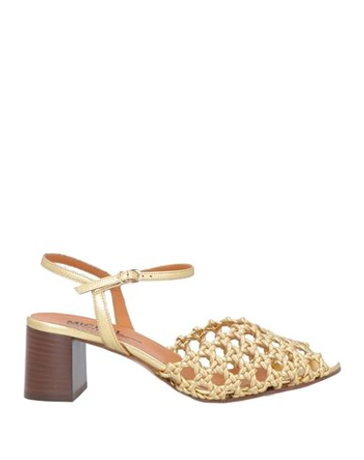 Michel Vivien Woman Sandals Gold Size 10.5 Soft Leather