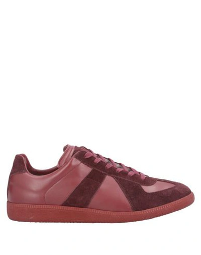 Maison Margiela Man Sneakers Burgundy Size 7 Soft Leather In Red