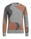 Herno Abstract Motifs Knitted Sweater In Grey
