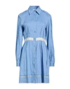 Moschino Woman Mini Dress Light Blue Size 10 Lyocell, Linen, Cotton, Elastane