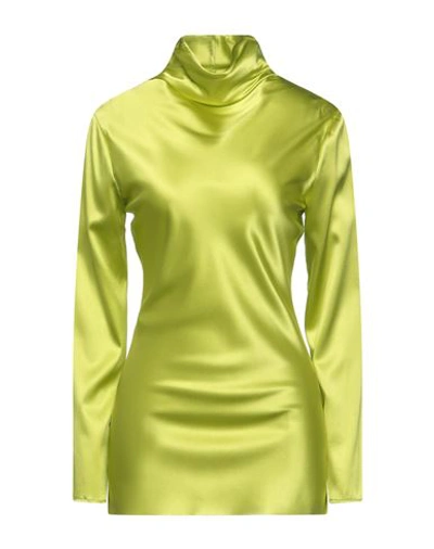 Jucca Woman Top Acid Green Size 12 Silk, Elastane