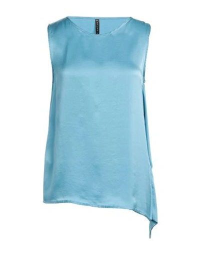 Manila Grace Woman Top Sky Blue Size 10 Silk