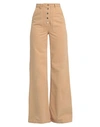 Elisabetta Franchi Woman Denim Pants Camel Size 25 Cotton In Beige