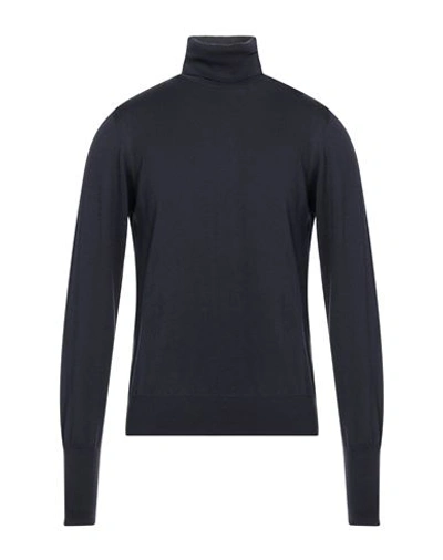 Alpha Studio Man Turtleneck Blue Size 44 Merino Wool In Blue