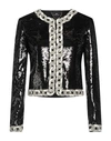Elisabetta Franchi Woman Jacket Black Size 10 Polyester, Plastic
