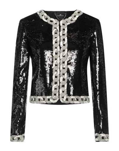 Elisabetta Franchi Woman Jacket Black Size 10 Polyester, Plastic