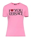 Versace Brand-print Slim-fit Stretch-jersey T-shirt In Pink
