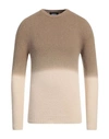Alpha Studio Beige Alpaca Leather Sweater In Beige